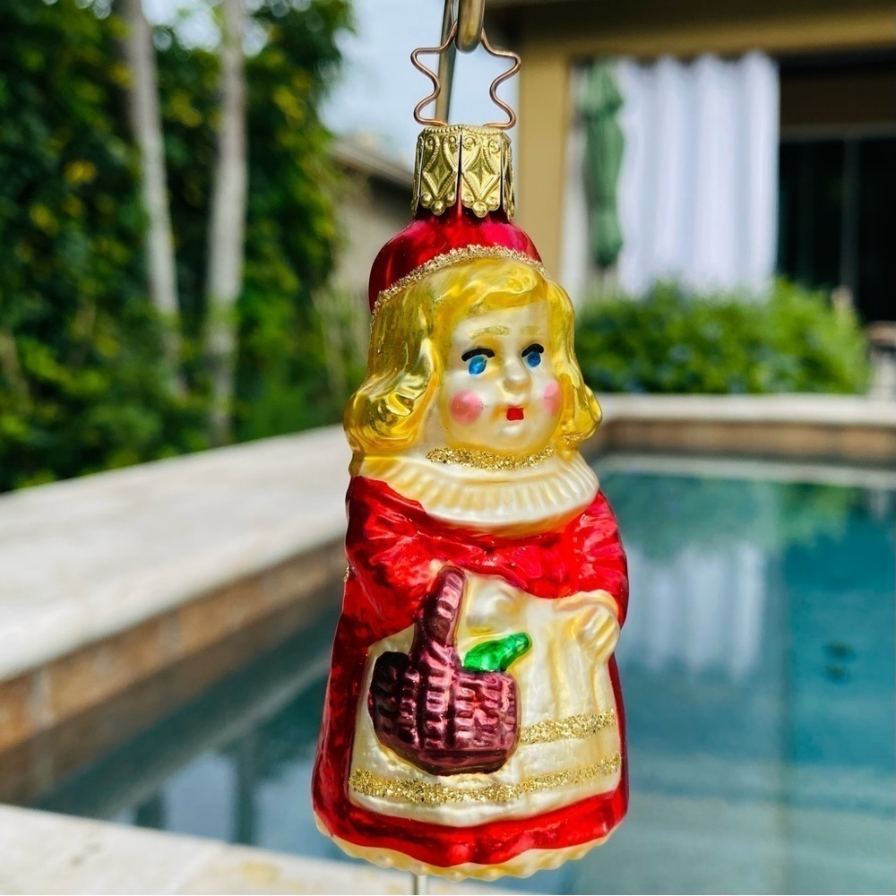 Vintage Inge-Glas "Christmas Goodies" Little Red Riding Hood Girl Glass Ornament